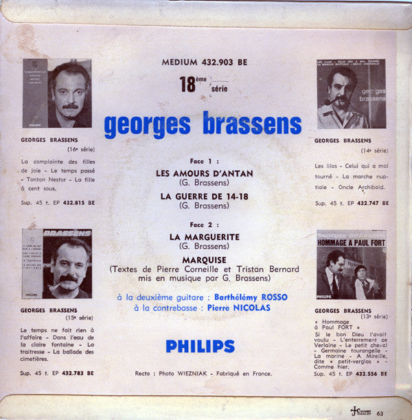 Georges Brassens : 18e Série (7", EP, Mono, RE)