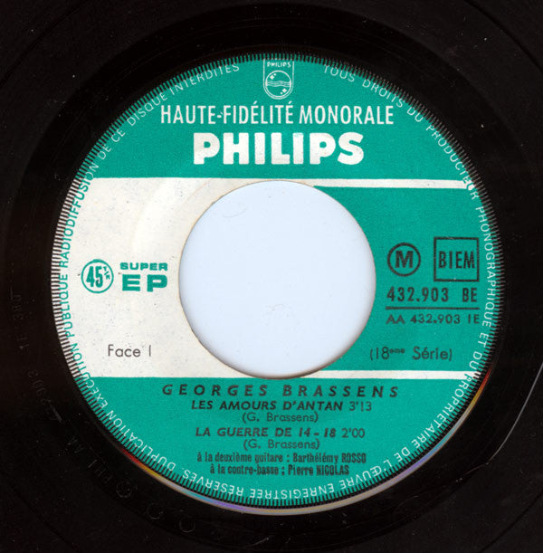 Georges Brassens : 18e Série (7", EP, Mono, RE)