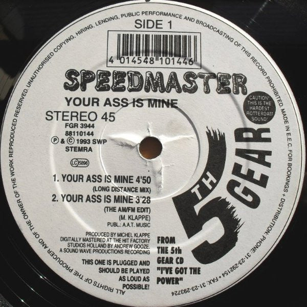 Speedmaster : Your Ass Is Mine (12")