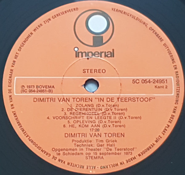 Dimitri van Toren : In De Teerstoof (LP, Album)