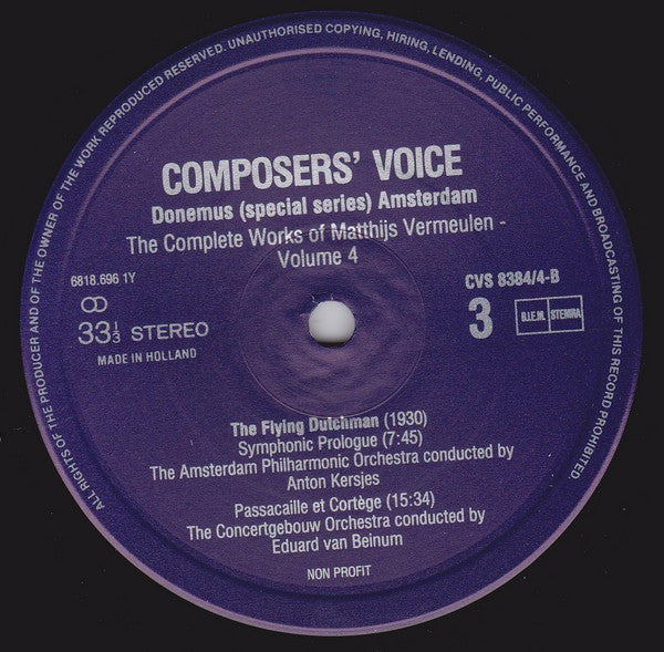 Matthijs Vermeulen : The Complete Works Of Matthijs Vermeulen - Volume IV (2xLP)
