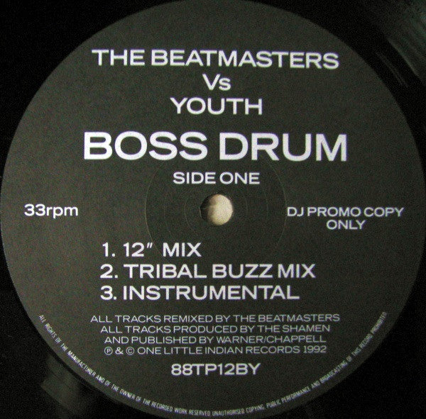The Shamen : Boss Drum (The Beatmasters Vs Youth) (12", Promo)