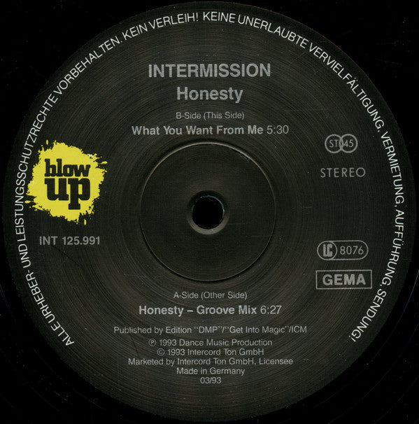 Intermission : Honesty (12")