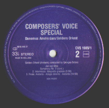 Bertus van Lier, Jan van Gilse, Het Gelders Orkest Conducted By Georges Octors : Symphony No. 1 / Symphony No. 2 (LP)