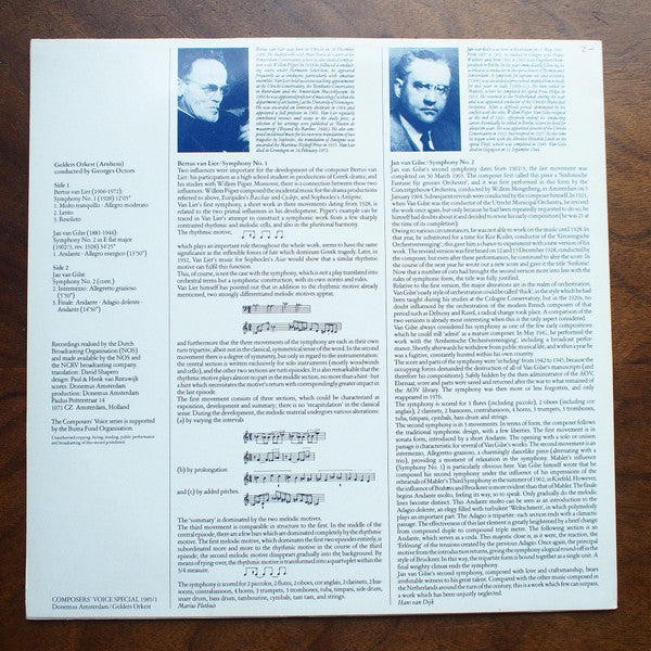 Bertus van Lier, Jan van Gilse, Het Gelders Orkest Conducted By Georges Octors : Symphony No. 1 / Symphony No. 2 (LP)