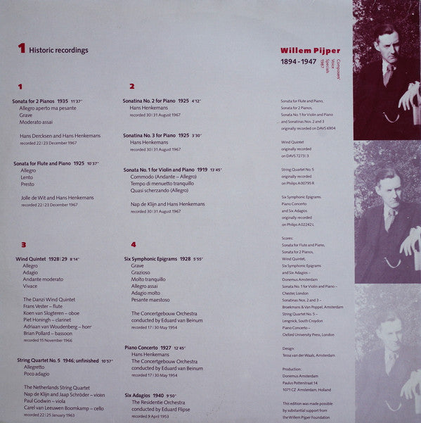 Willem Pijper : Historic Recordings (2xLP, Comp)