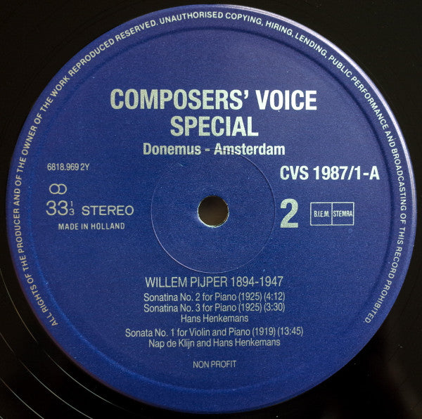 Willem Pijper : Historic Recordings (2xLP, Comp)