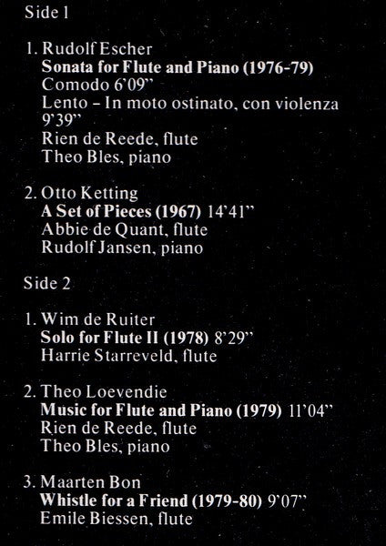 Rudolf Escher  /  Otto Ketting  /  Wim de Ruiter  /  Theo Loevendie  /  Maarten Bon : Flute Music (LP, Ltd)