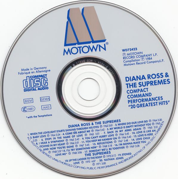 The Supremes : 20 Greatest Hits (CD, Comp, RE)