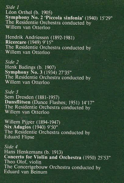 Various : Highlights Of The 1930-1950 Dutch Orchestral Repertoire (2xLP, Comp)