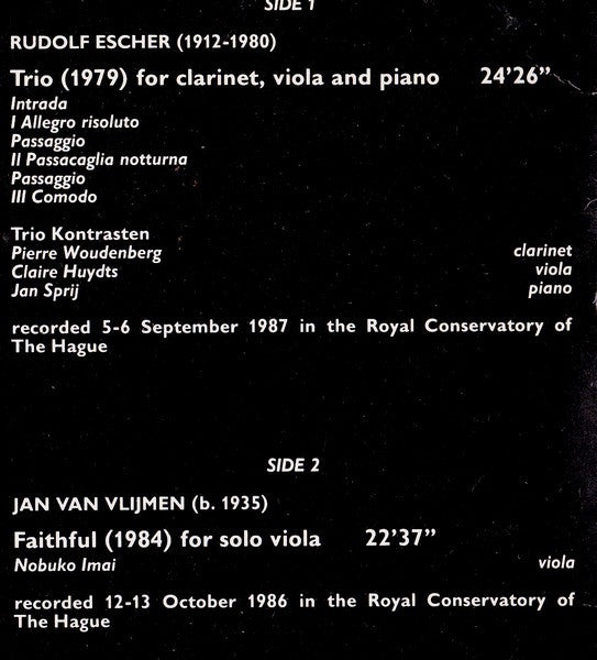 Rudolf Escher / Jan van Vlijmen : Trio / Faithful (LP)