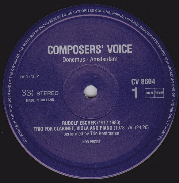 Rudolf Escher / Jan van Vlijmen : Trio / Faithful (LP)