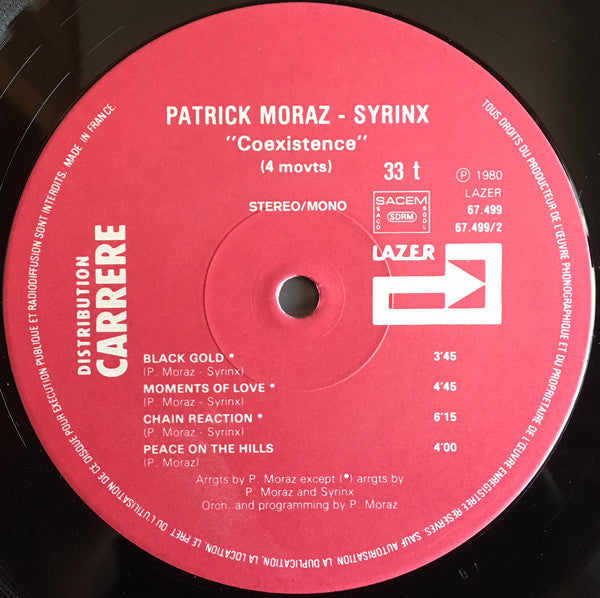 Patrick Moraz & Syrinx (7) : Coexistence (LP, Album)
