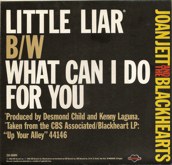 Joan Jett & The Blackhearts : Little Liar (7", Car)