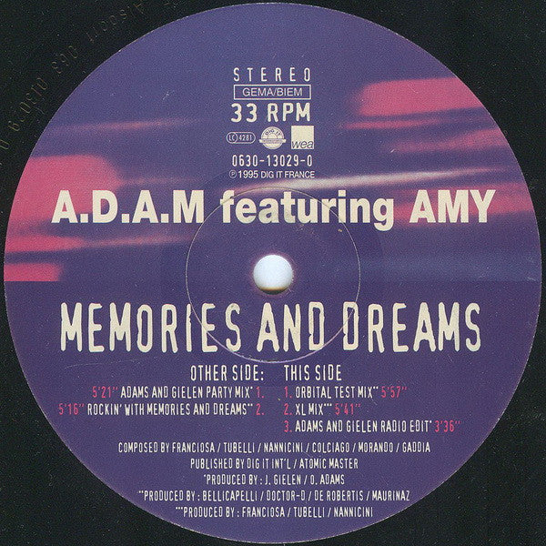 A.D.A.M. Featuring Amy : Memories And Dreams (12")