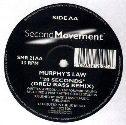 Murphy's Law : 20 Seconds (Dred Bass Remix) (12")