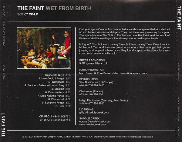 The Faint : Wet From Birth (CD, Album, Promo)