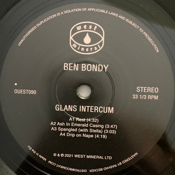 Ben Bondy : Glans Intercum (LP, Ltd)