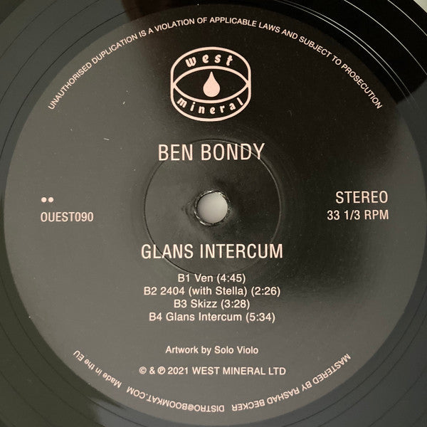 Ben Bondy : Glans Intercum (LP, Ltd)