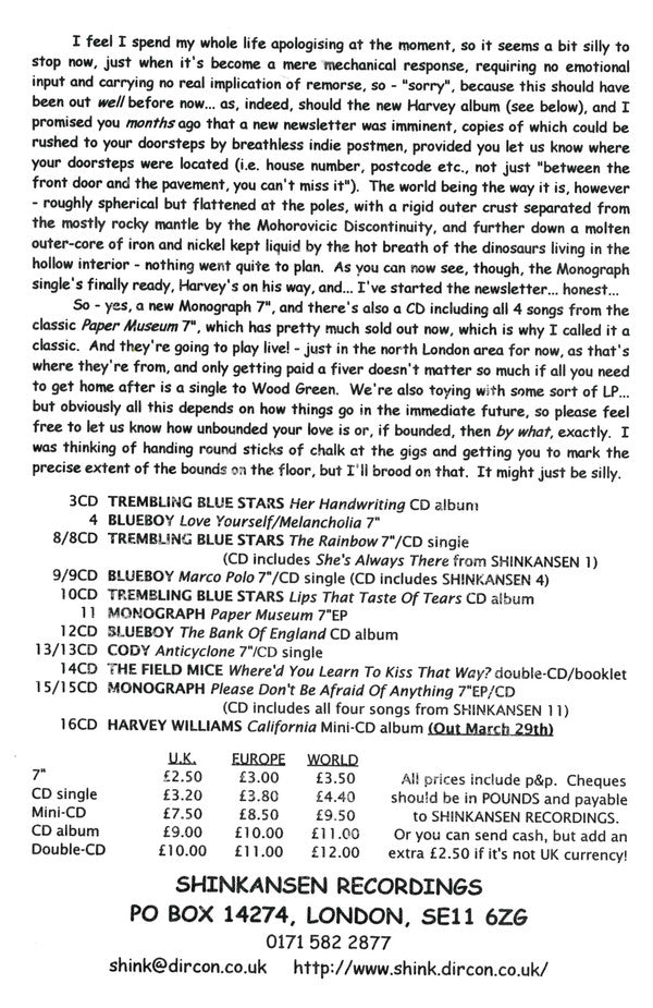 Monograph : Please Don't Be Afraid Of Anything (7", EP, Single)