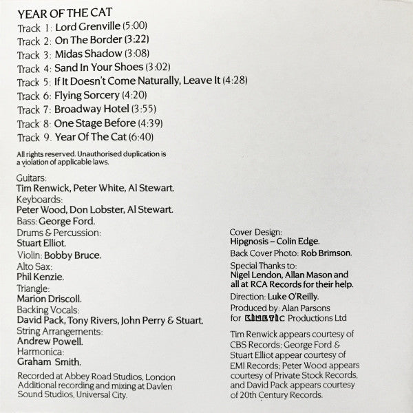 Al Stewart : Year Of The Cat (CD, Album, RE)