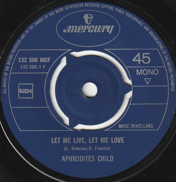 Aphrodite's Child : Let Me Love, Let Me Live / Marie Jolie (7", Single, Mono)