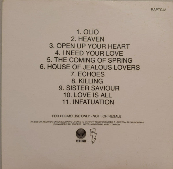 The Rapture : Echoes (CD, Album, Promo)