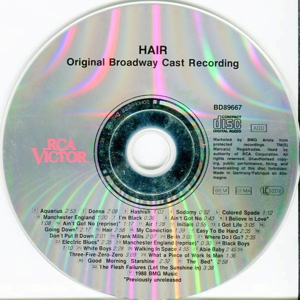 Various : Hair - The Original Broadway Cast Recording (CD, Album)