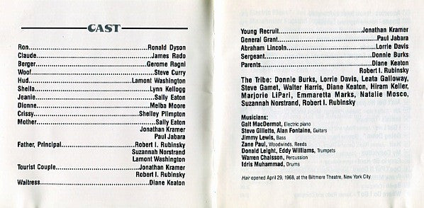 Various : Hair - The Original Broadway Cast Recording (CD, Album)