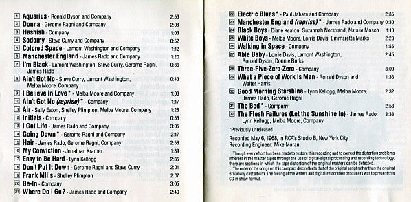 Various : Hair - The Original Broadway Cast Recording (CD, Album)