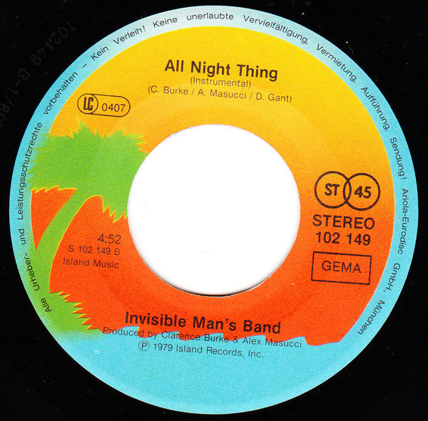 Invisible Man's Band : All Night Thing (7", Single)