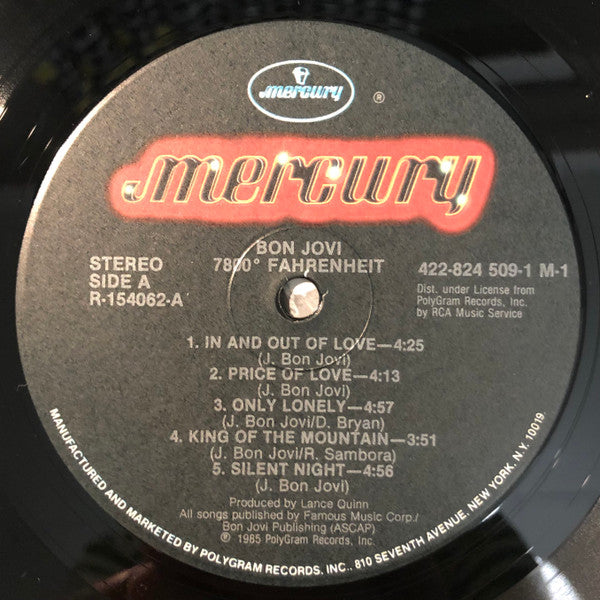 Bon Jovi : 7800° Fahrenheit (LP, Album, Club, RCA)