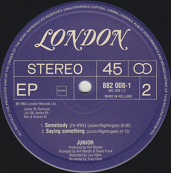 Junior (2) : Somebody (12", EP)