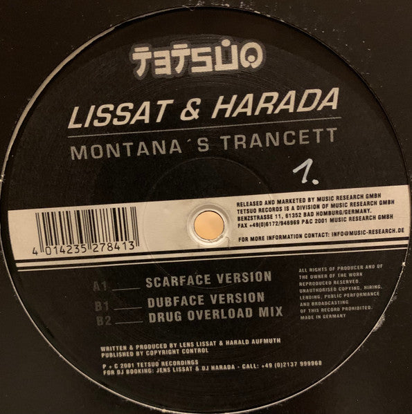 Jens Lissat & Harada : Montana's Trancett (12")