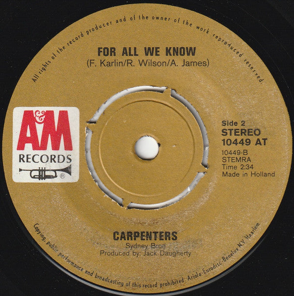 Carpenters : Superstar (7", Single)