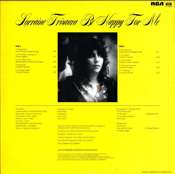 Lorraine Frisaura : Be Happy For Me (LP, Album)