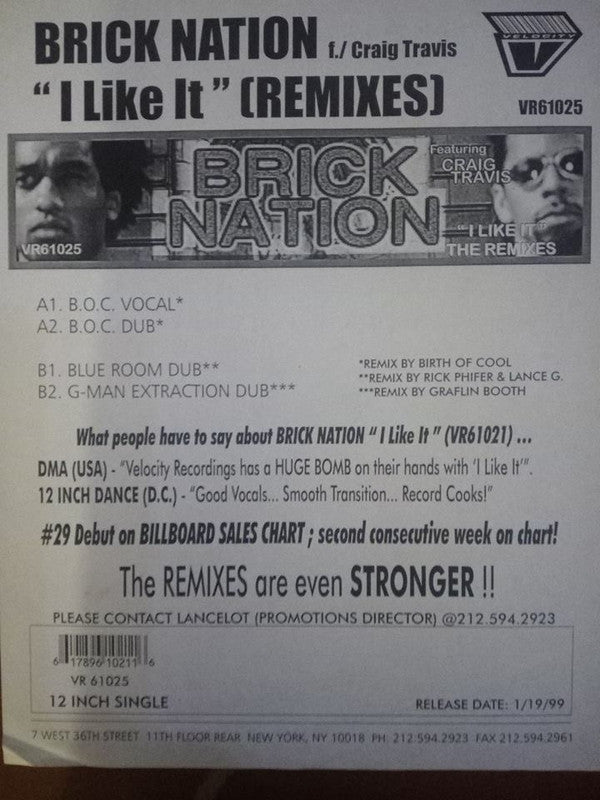 Brick Nation : I Like It (Remixes) (12")
