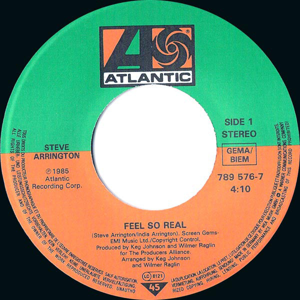 Steve Arrington : Feel So Real (7", Single)