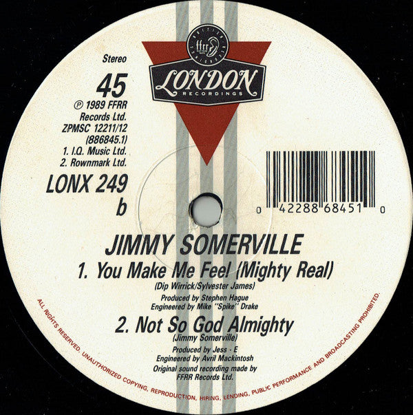 Jimmy Somerville : Mighty Real (12", Single, Pin)