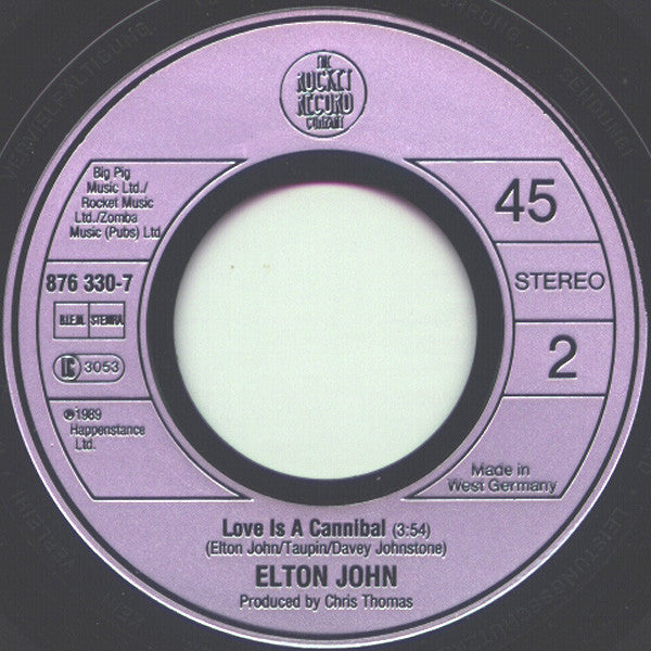 Elton John : Sacrifice (7", Mou)