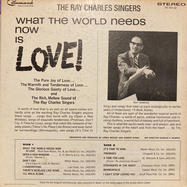 The Ray Charles Singers : What The World Needs Now Is Love (LP, Album, Gat)