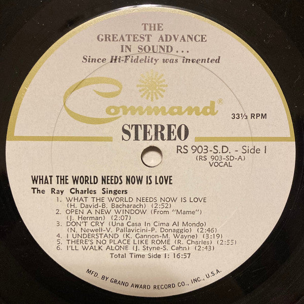 The Ray Charles Singers : What The World Needs Now Is Love (LP, Album, Gat)