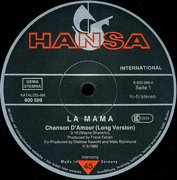 La Mama : Chanson D'Amour / I'll Be Your Woman (12")