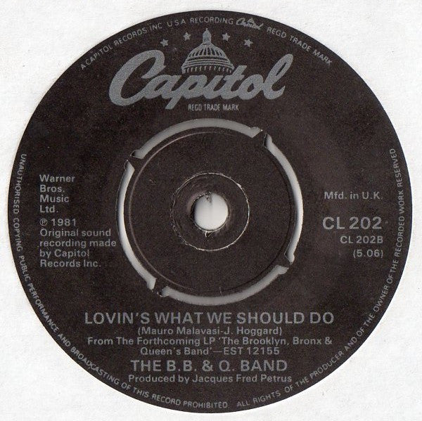 The Brooklyn, Bronx & Queens Band : On The Beat (7", Single, Kno)