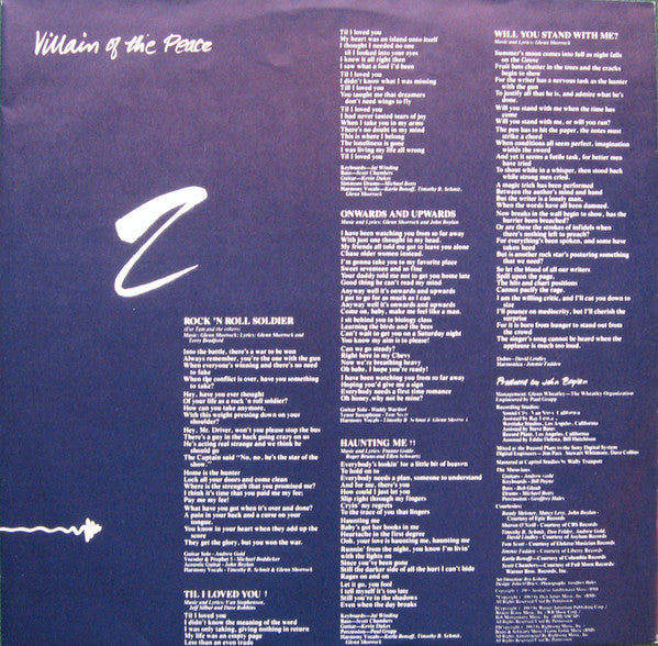 Glenn Shorrock : Villain Of The Peace (LP, Album)