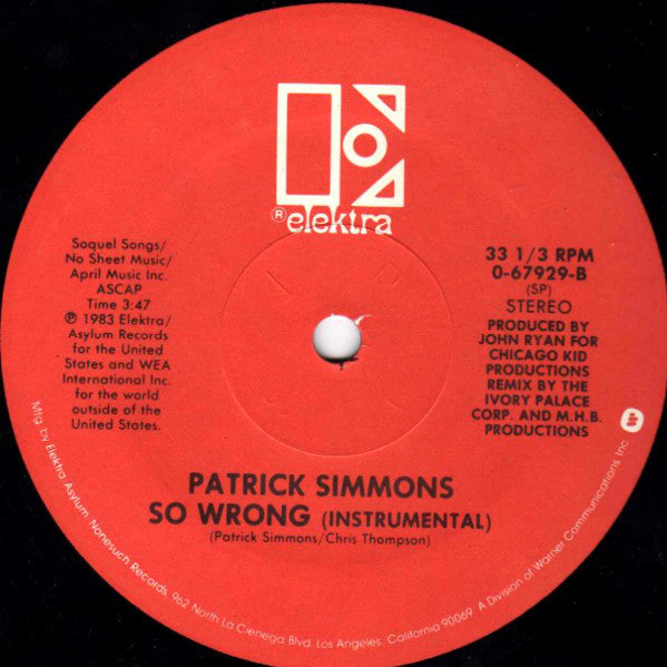Patrick Simmons : So Wrong (12")