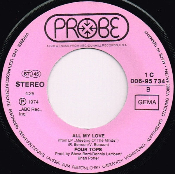 Four Tops : Midnight Flower / All My Love (7", Single)