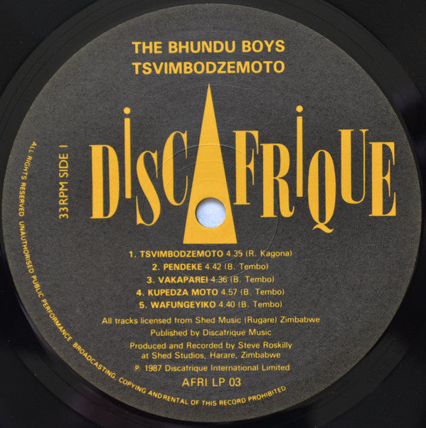 Bhundu Boys : Tsvimbodzemoto = Sticks Of Fire (LP, Album)