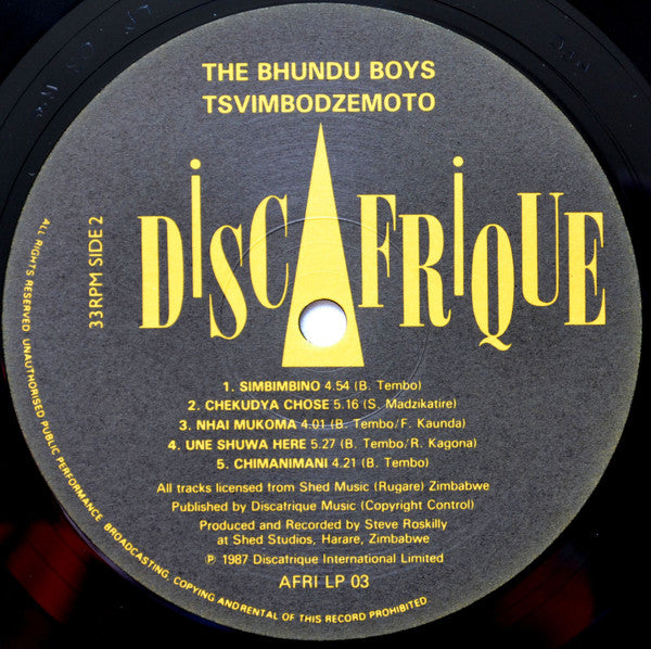 Bhundu Boys : Tsvimbodzemoto = Sticks Of Fire (LP, Album)