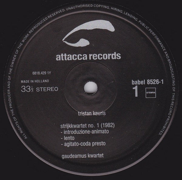 Tristan Keuris : Strijkkwartet No. 1 / Piano Trio (LP)